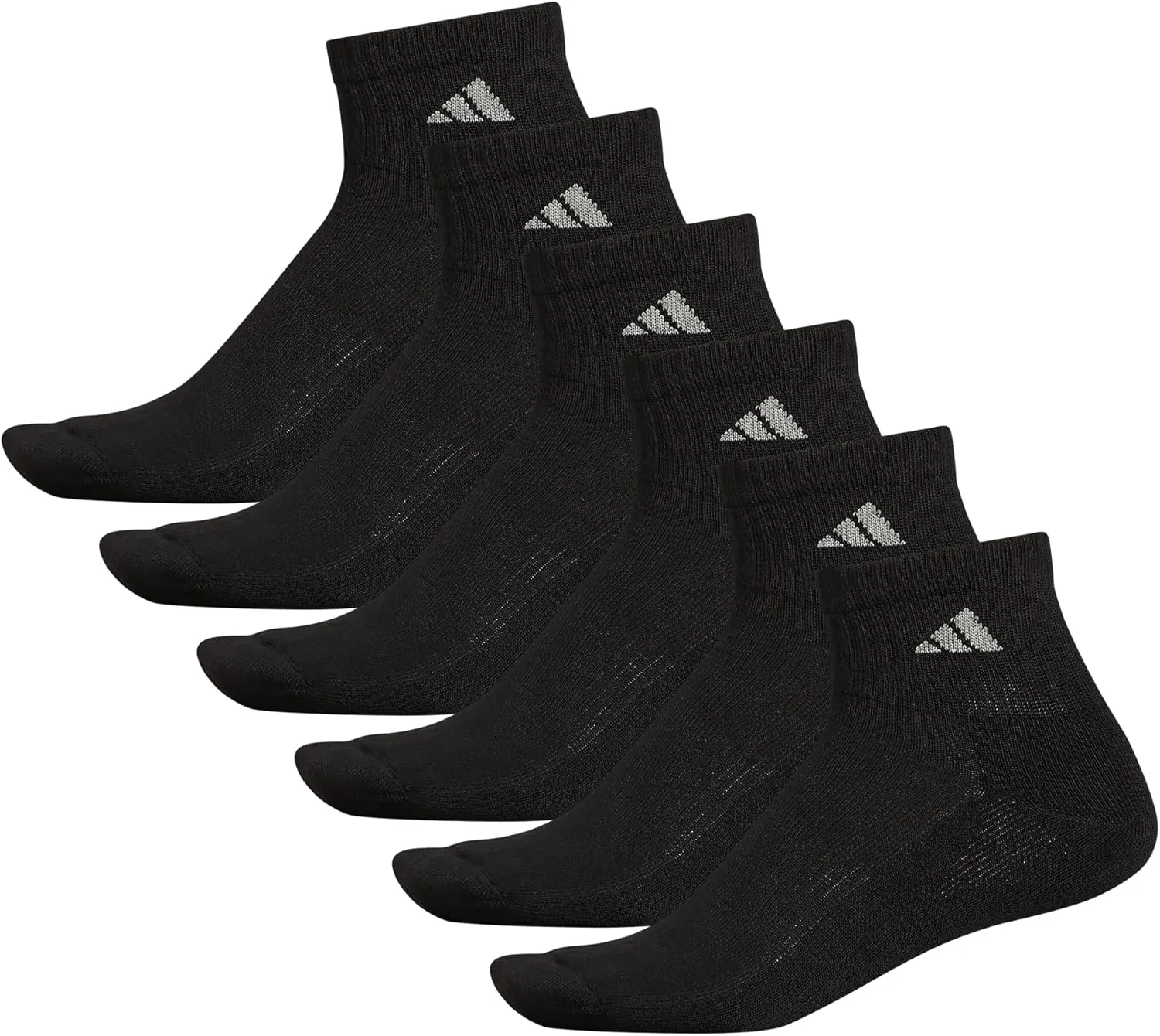 adidas 6-Pack, Athletic Cushioned Quarter Ankle Socks for Men with Arch Support