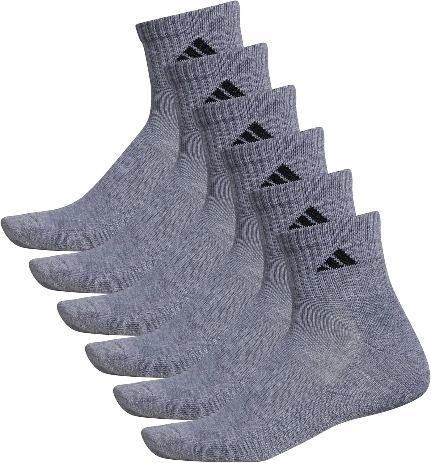 adidas 6-Pack, Athletic Cushioned Quarter Ankle Socks for Men with Arch Support