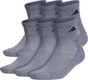 adidas 6-Pack, Athletic Cushioned Quarter Ankle Socks for Men with Arch Support