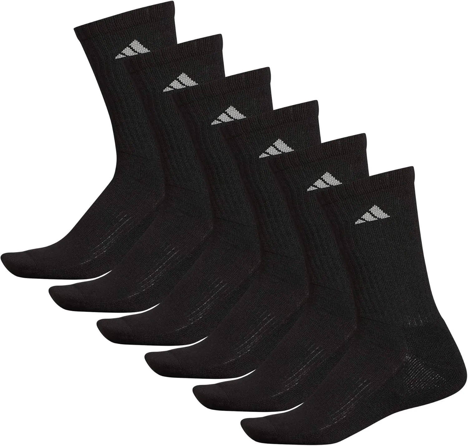 adidas Men's Athletic Cushioned 6-Pack Crew, Cushioned Crew Socks with Arch Compression for a Secure Fit