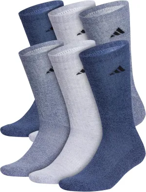 adidas Men's Athletic Cushioned 6-Pack Crew, Cushioned Crew Socks with Arch Compression for a Secure Fit