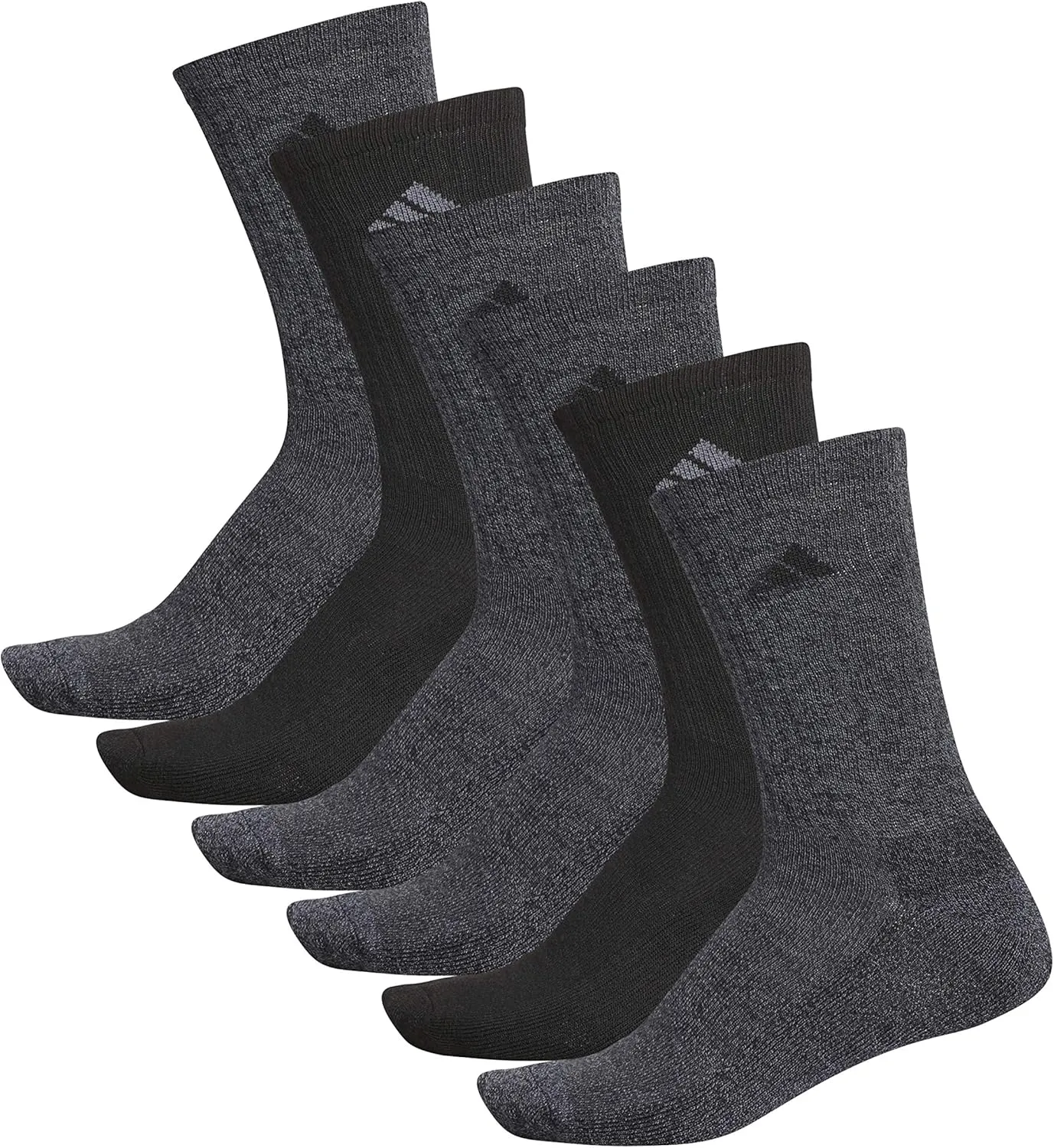 adidas Men's Athletic Cushioned 6-Pack Crew, Cushioned Crew Socks with Arch Compression for a Secure Fit