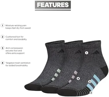 adidas Men's Cushioned Quarter Socks (3 Pairs)