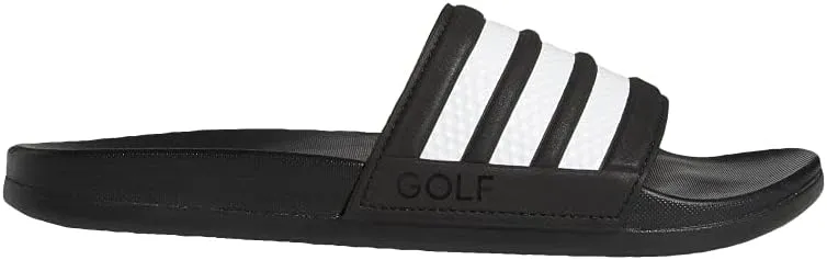 adidas Unisex Adilette Comfort Slides Sandal, Black/White/Black, 11 US Women