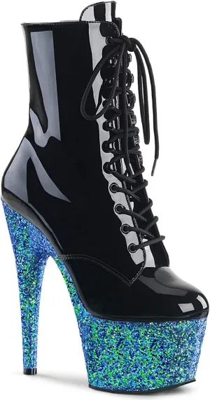 ADORE-1020LG - 7" Heel Ankle Boot with Iridescent Glittered Platform