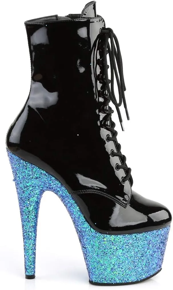 ADORE-1020LG - 7" Heel Ankle Boot with Iridescent Glittered Platform