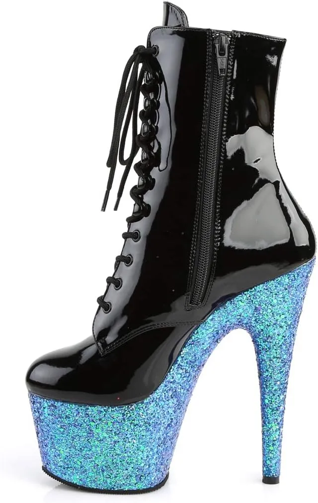 ADORE-1020LG - 7" Heel Ankle Boot with Iridescent Glittered Platform