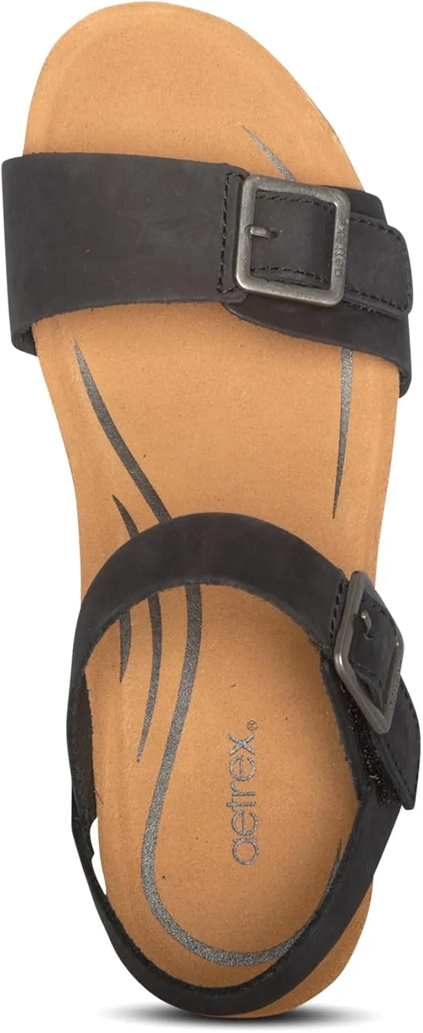 Aetrex Women's Lexa Orthopedic Adjustable Ankle Strap Arch Support Wedge Sandals