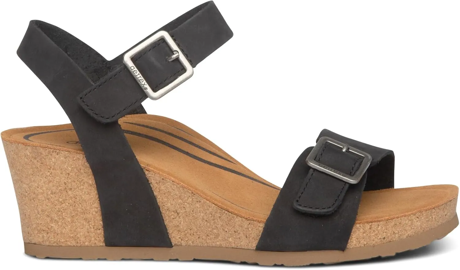 Aetrex Women's Lexa Orthopedic Adjustable Ankle Strap Arch Support Wedge Sandals