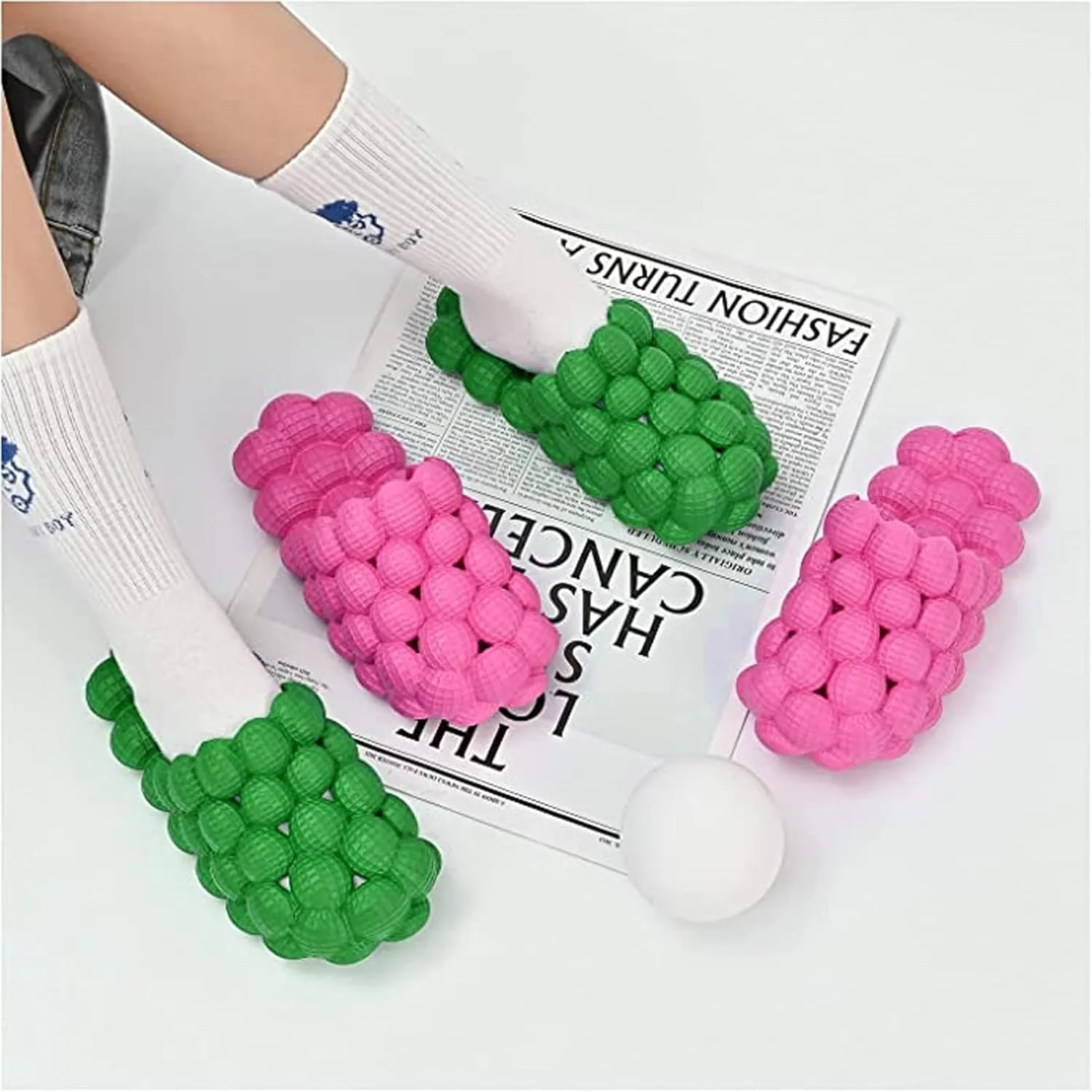 Afellicy Massage Bubble Slides for Women and Men,Funny Golf Spa Slippers Indoor and Outdoor Non-Slip Bath Shower Shoes Bedroom House Gym Basketball Slides Pillow Sandals Breathe Slipper