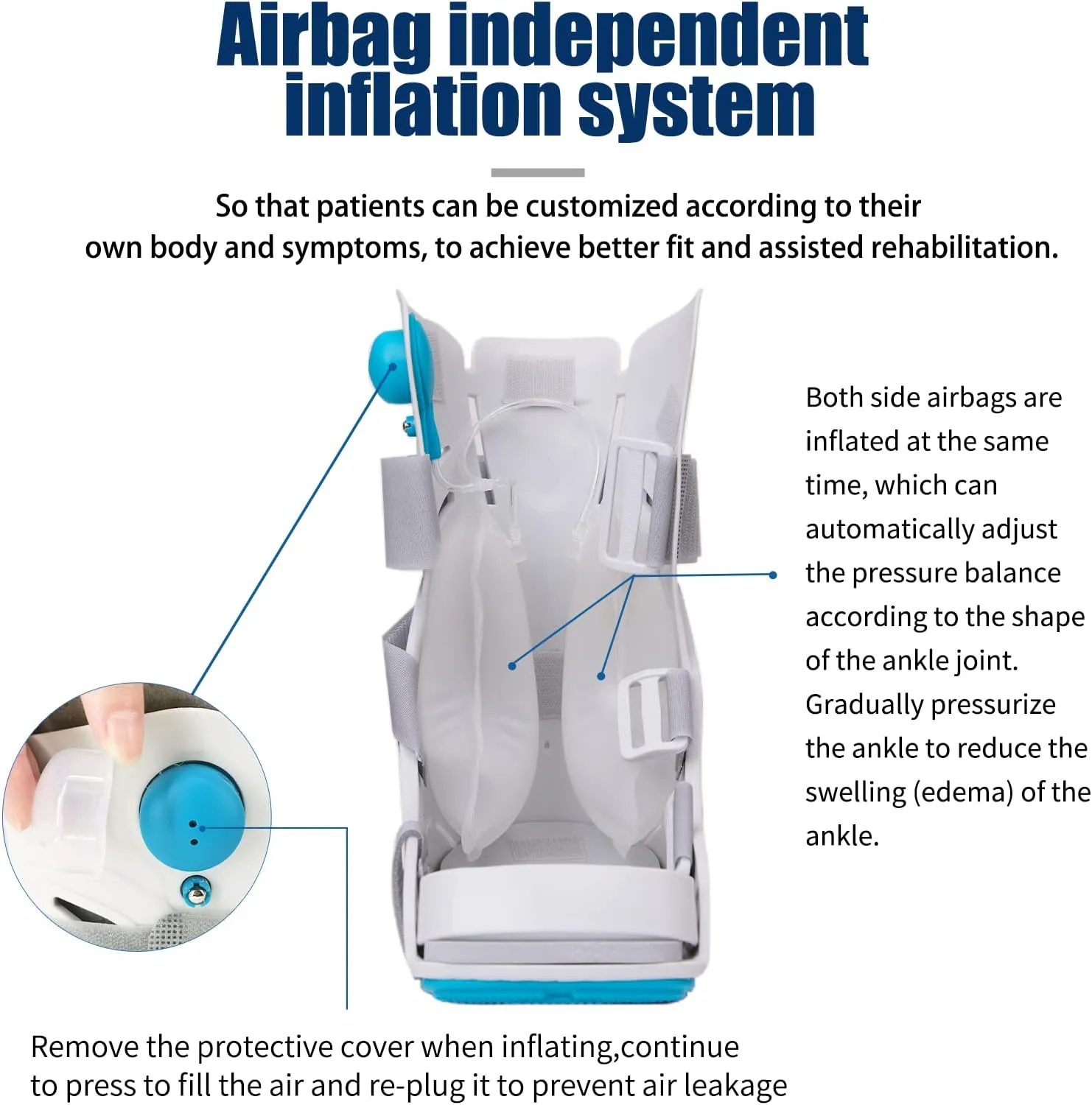 Air Cam Walker Fracture Boot, Medical Inflatable Walking Boot, Orthopaedic boot for Sprained Ankle, Stress Fracture, Broken Foot or Achilles Tendonitis (Manual Inflation, S)