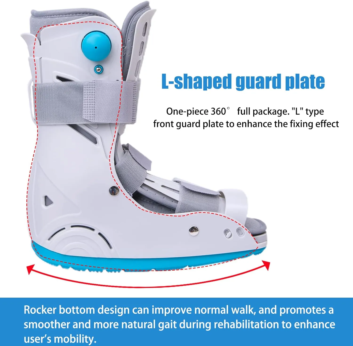 Air Cam Walker Fracture Boot, Medical Inflatable Walking Boot, Orthopaedic boot for Sprained Ankle, Stress Fracture, Broken Foot or Achilles Tendonitis (Manual Inflation, S)