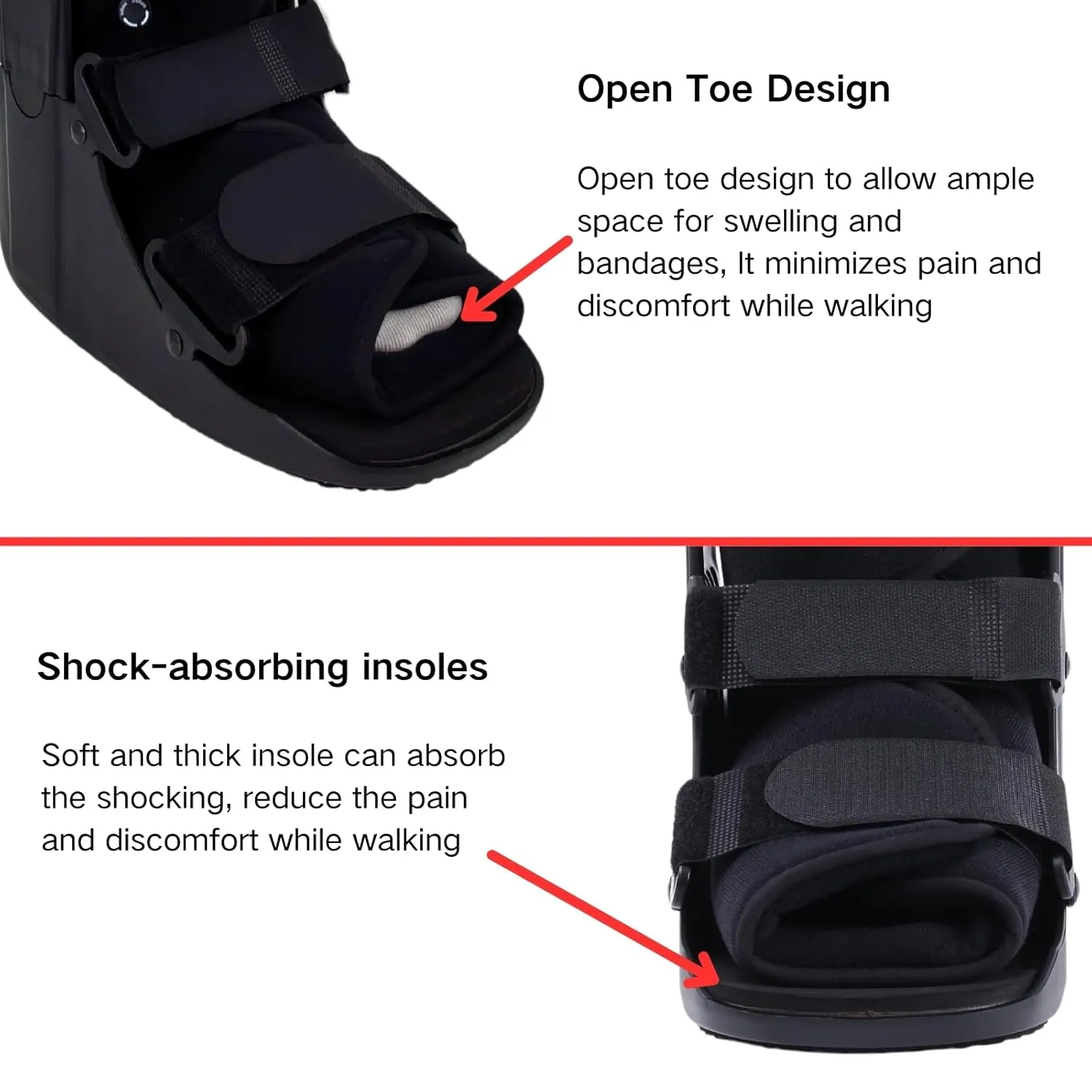 Air Cam Walking Boot, Short Walker Boot Fracture Boot for Sprained Ankle and Achilles Tendon, Inflatable Orthopaedic Boot for Broken Foot Post-Op Rehab (Small)