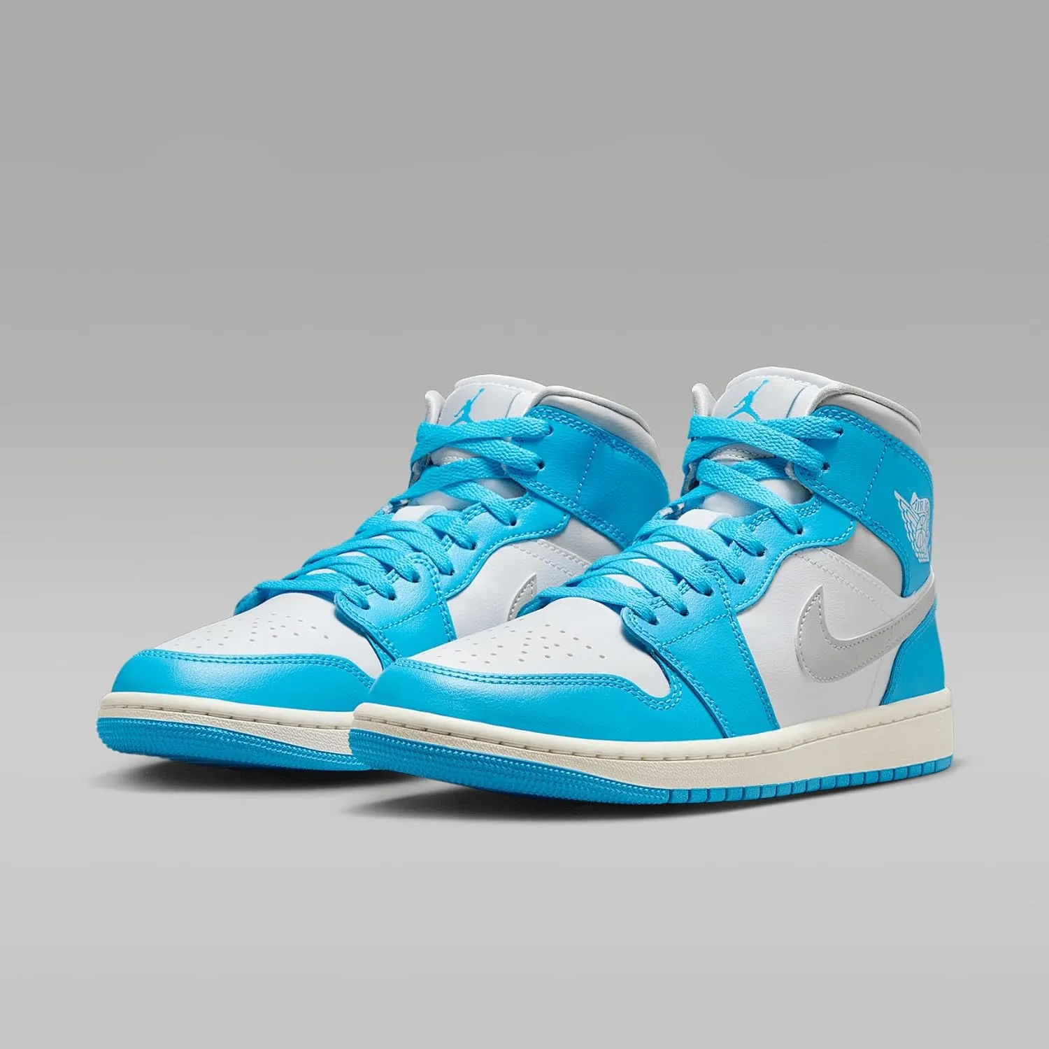Air Jordan 1 Mid Women's Shoes (BQ6472-400, Dark Powder Blue/White/Sail/Neutral Grey)