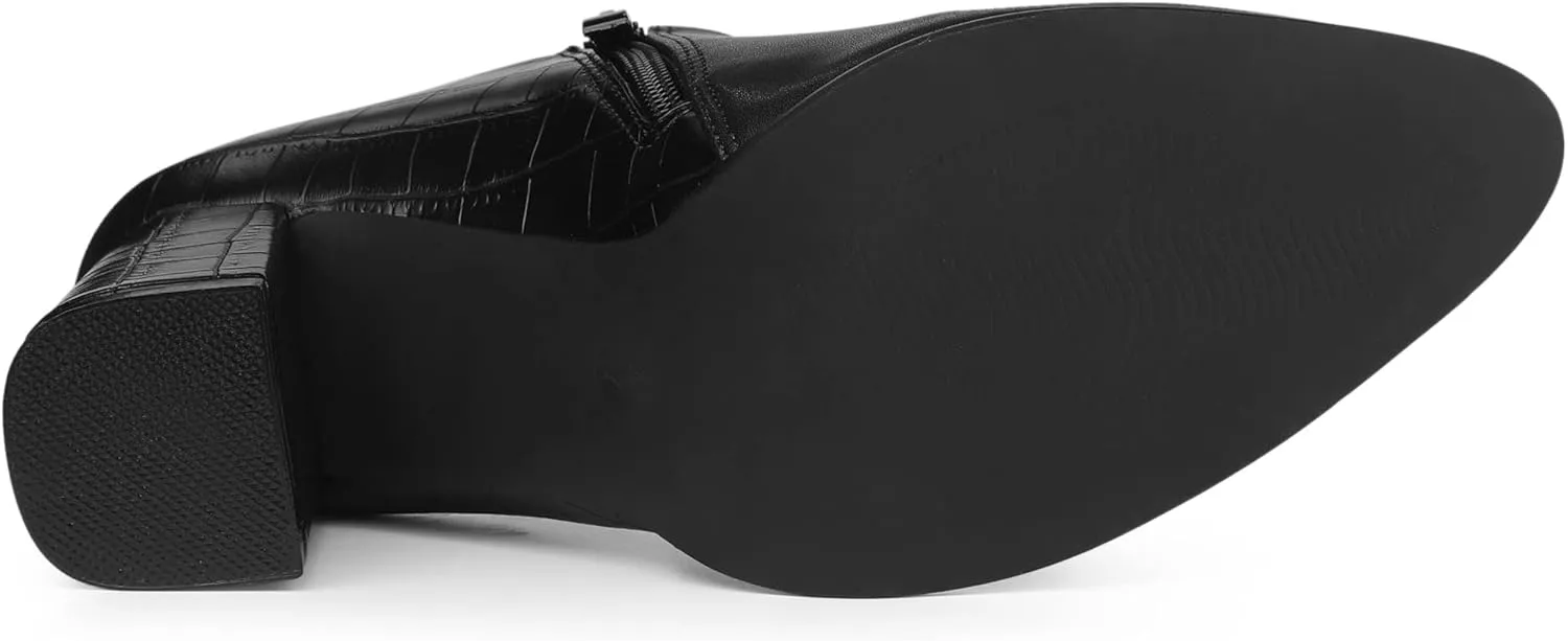 Allegra K Women's Heel Boots Pointed Toe Chunky Heels Ankle Booties