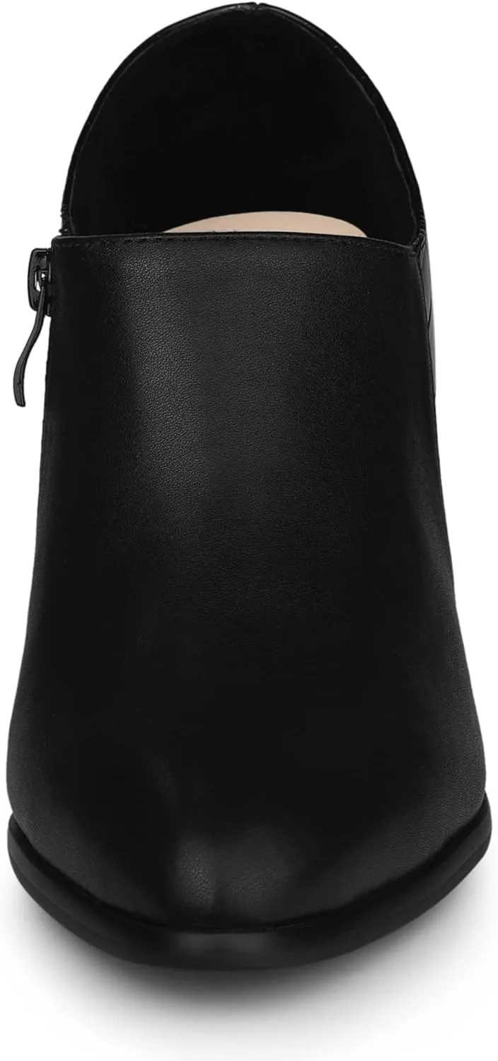 Allegra K Women's Heel Boots Pointed Toe Chunky Heels Ankle Booties
