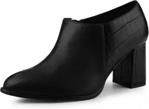 Allegra K Women's Heel Boots Pointed Toe Chunky Heels Ankle Booties