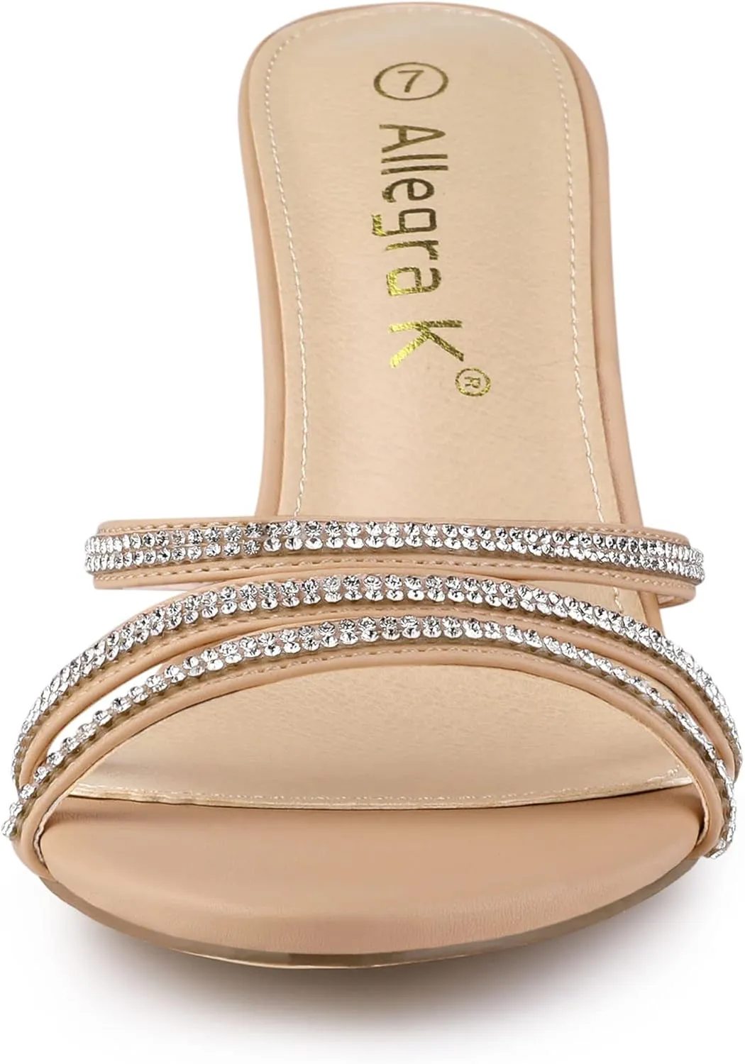 Allegra K Women's Open Toe Rhinestone Strappy Stiletto Heels Sandals Slip On Slip On Mules