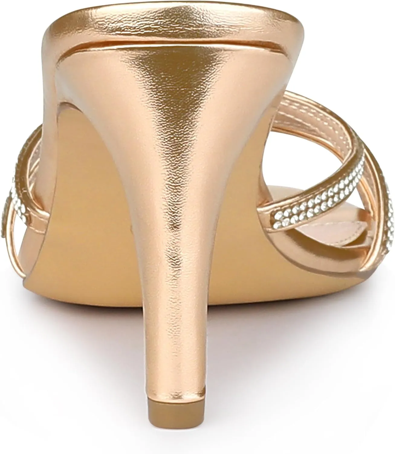 Allegra K Women's Open Toe Rhinestone Strappy Stiletto Heels Sandals Slip On Slip On Mules