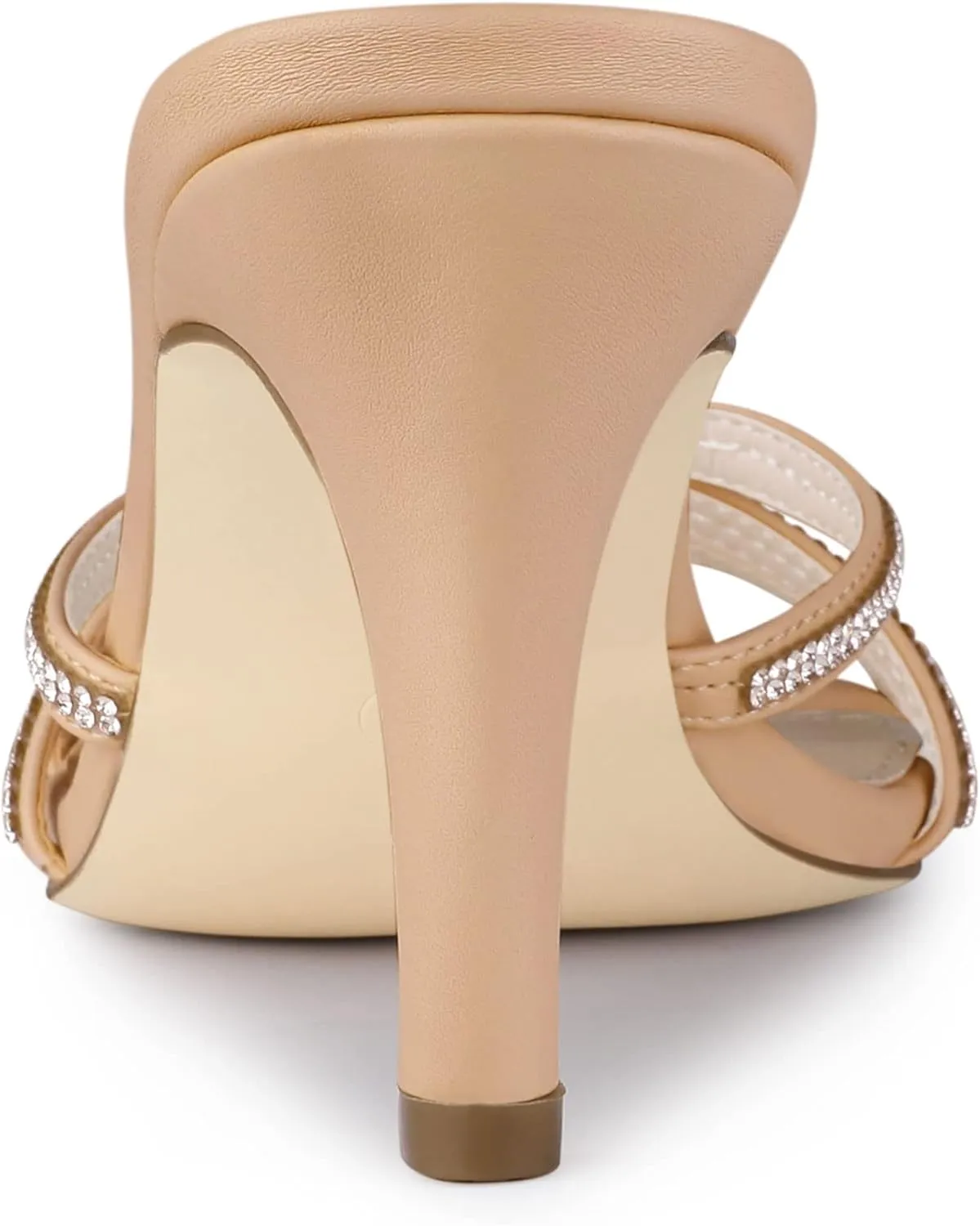 Allegra K Women's Open Toe Rhinestone Strappy Stiletto Heels Sandals Slip On Slip On Mules