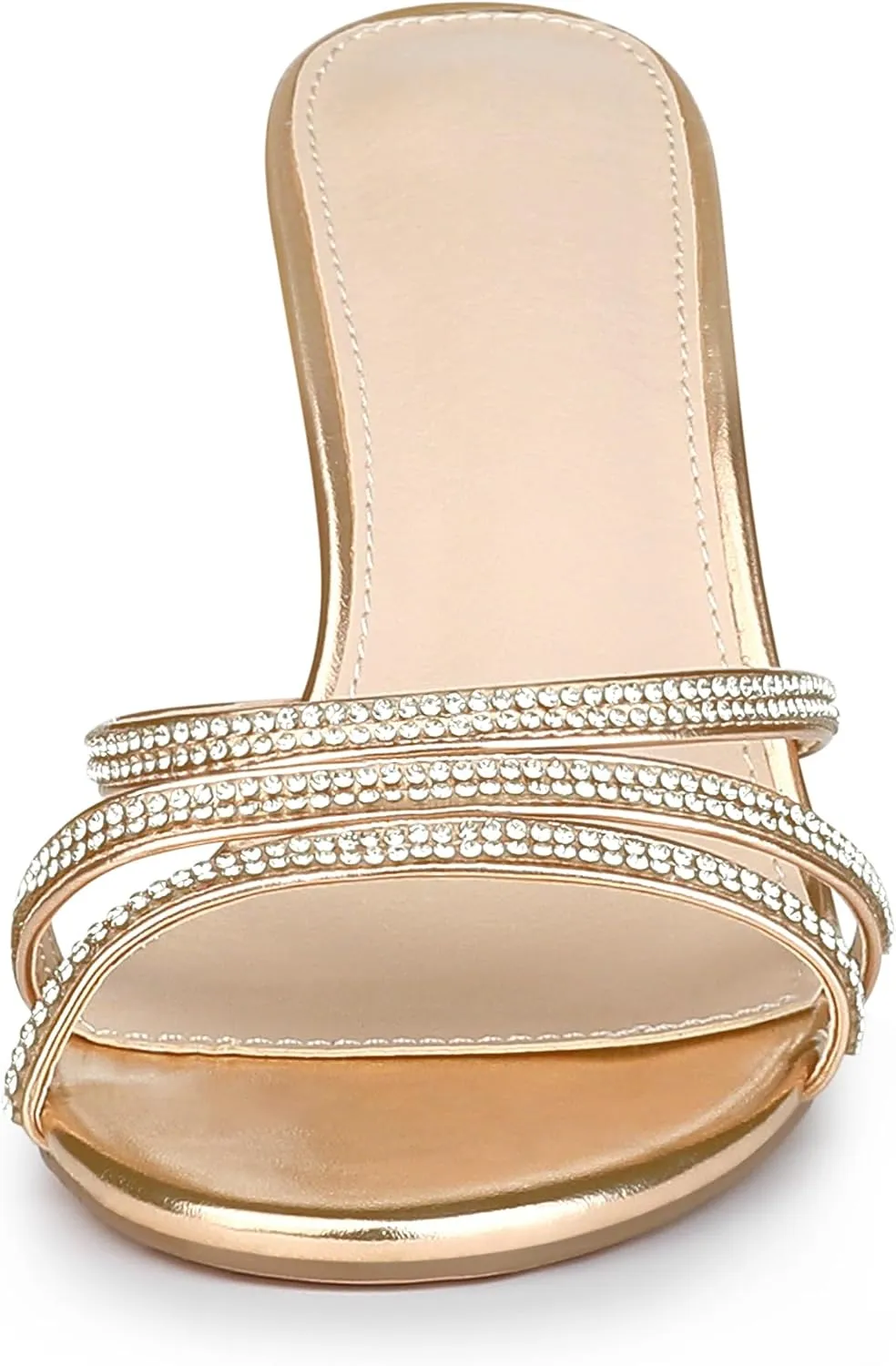 Allegra K Women's Open Toe Rhinestone Strappy Stiletto Heels Sandals Slip On Slip On Mules
