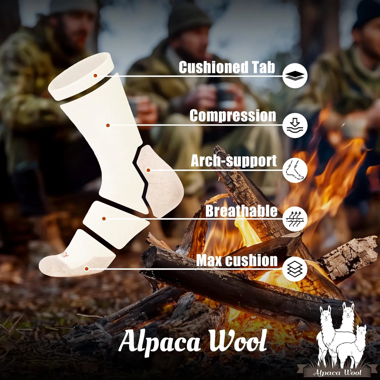 Alpaca Wool Boots Socks Men Women Thermal Warm Compression Cushioned Thick Winter Hunting Socks Hiking