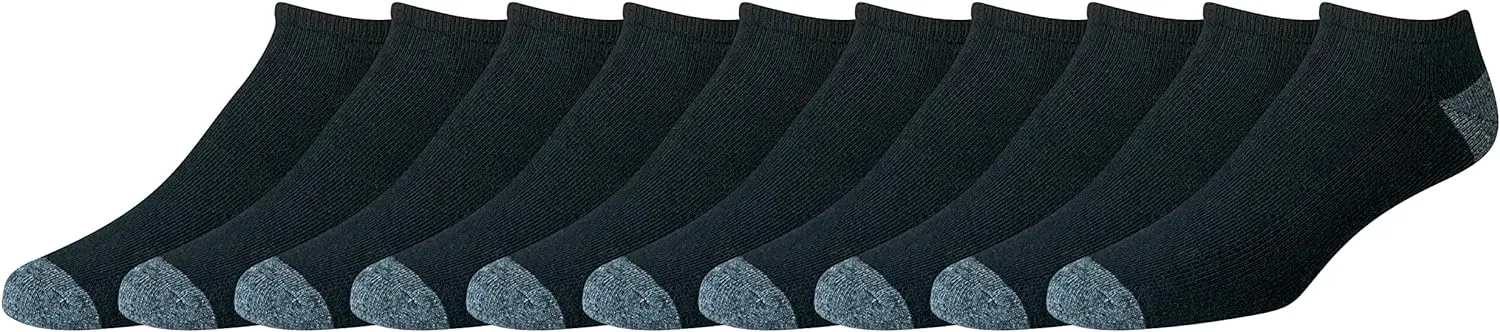 Amazon Essentials Men's Cotton No-Show Socks - Comfortable, Durable, Half-Cushioned, 10 Pairs