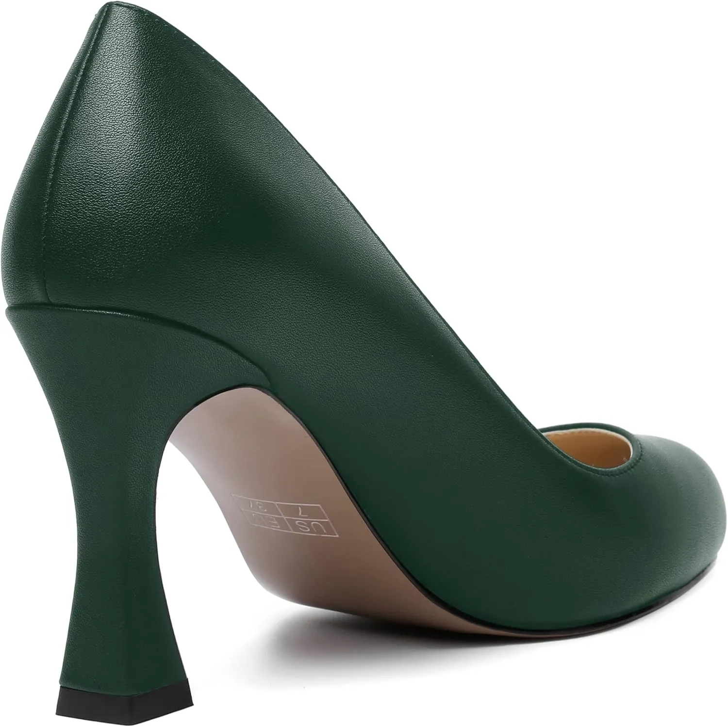 AMBELIGHT Womens Matte Solid Slip On Casual Evening Fashion Round Toe Chunky High Heel Pumps Shoes 3.3 Inch