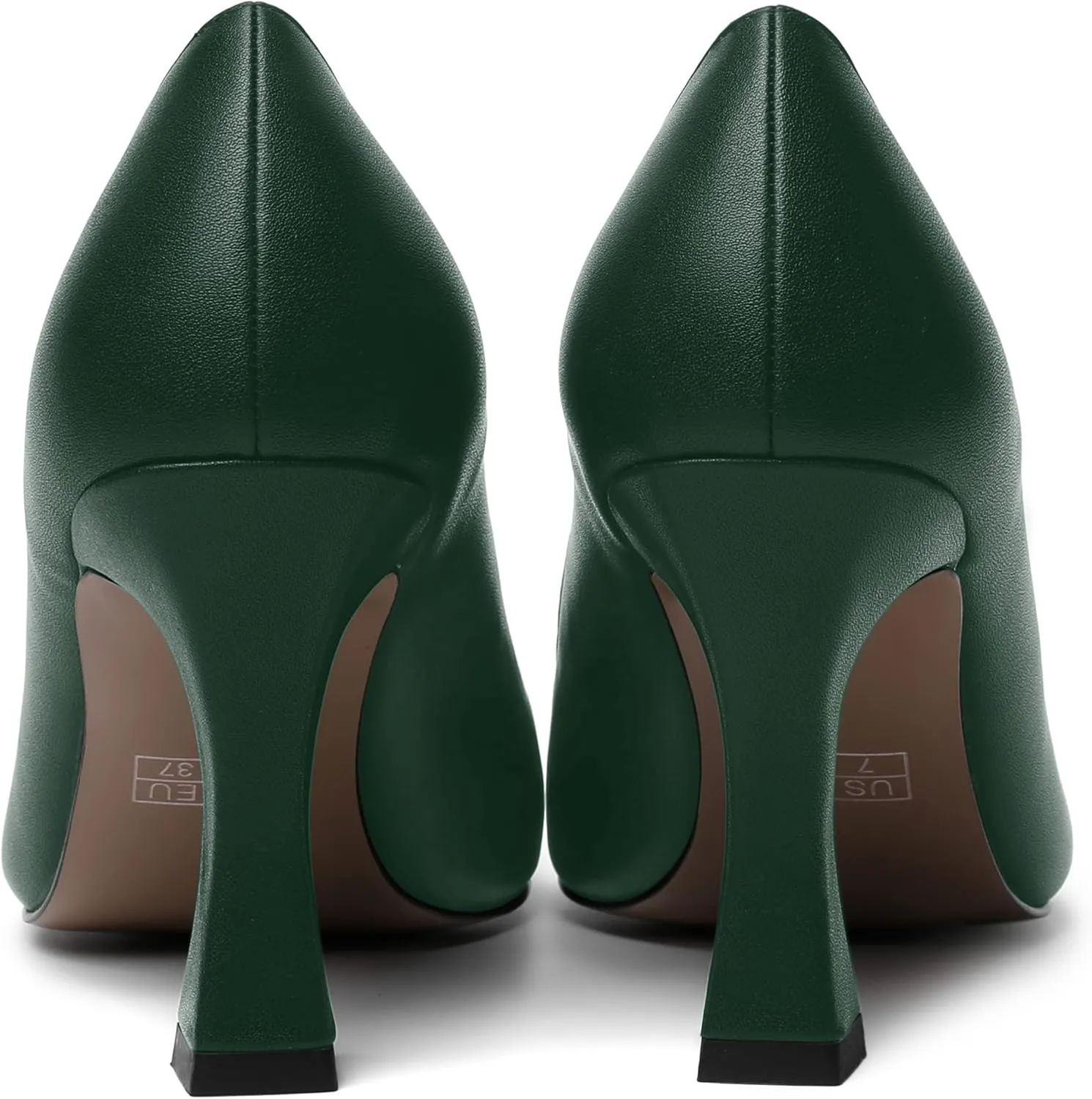 AMBELIGHT Womens Matte Solid Slip On Casual Evening Fashion Round Toe Chunky High Heel Pumps Shoes 3.3 Inch