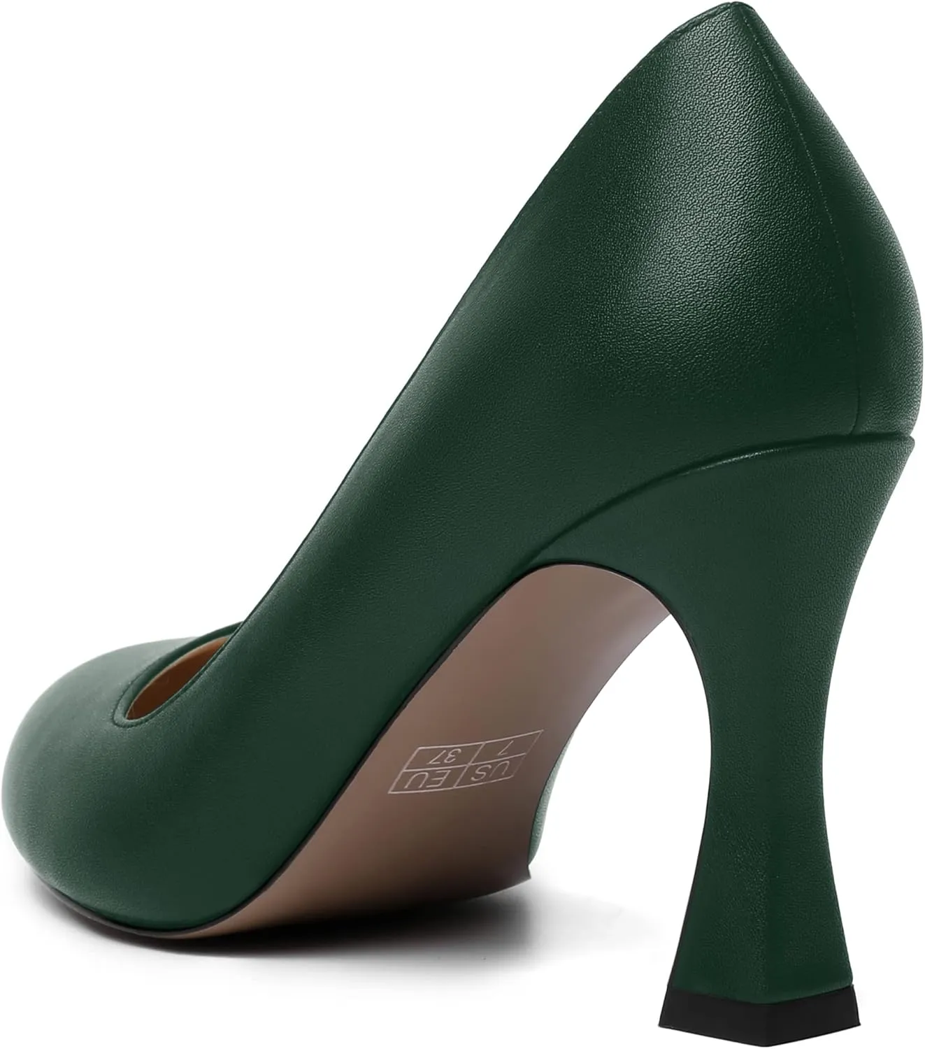 AMBELIGHT Womens Matte Solid Slip On Casual Evening Fashion Round Toe Chunky High Heel Pumps Shoes 3.3 Inch