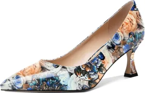 AMBELIGHT Womens Office Slip On Patent Solid Pointed Toe Casual Kitten Mid Heel Pumps Shoes 2.5 Inch