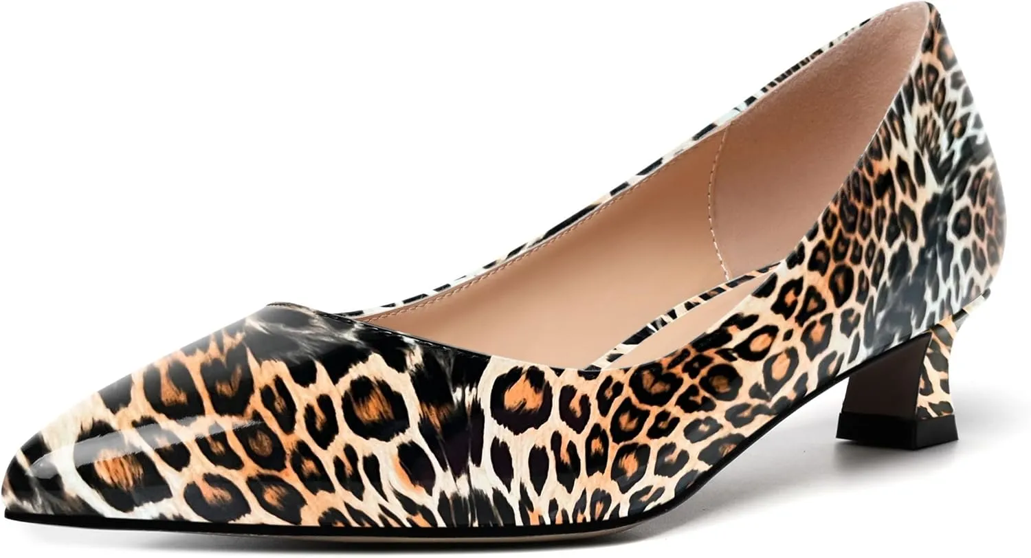 AMBELIGHT Womens Slip On Solid Casual Pointed Toe Office Suede Kitten Low Heel Pumps Shoes 1.5 Inch