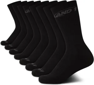 AND1 Boys' Crew Socks - 8 Pack Soft Athletic Mid Calf Cushioned Sports Socks (S-L)