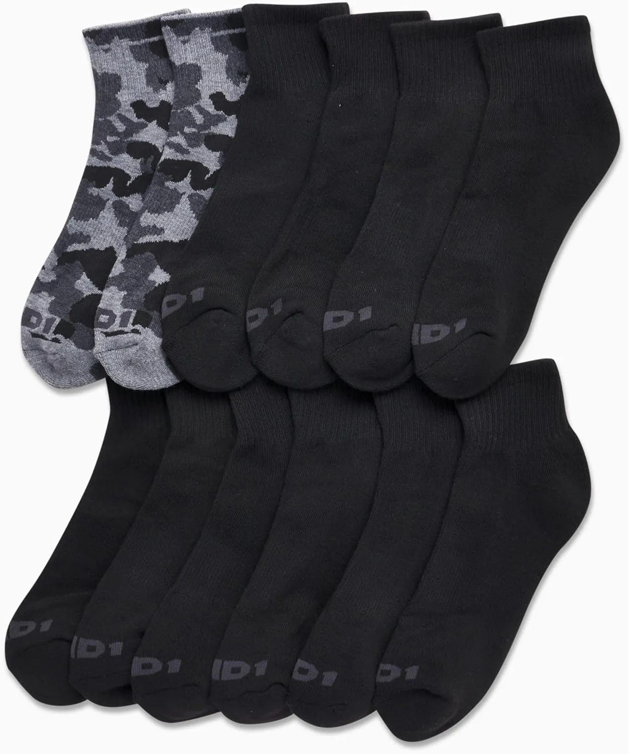 AND1 Men's Quarter Socks - 12 Pack Cushioned Athletic Ankle Performance Stretch Sports Socks (6-12.5)