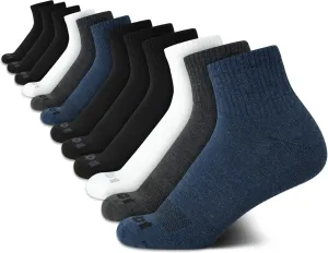 AND1 Men's Quarter Socks - 12 Pack Cushioned Athletic Ankle Performance Stretch Sports Socks (6-12.5)