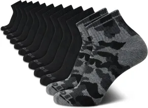 AND1 Men's Quarter Socks - 12 Pack Cushioned Athletic Ankle Performance Stretch Sports Socks (6-12.5)