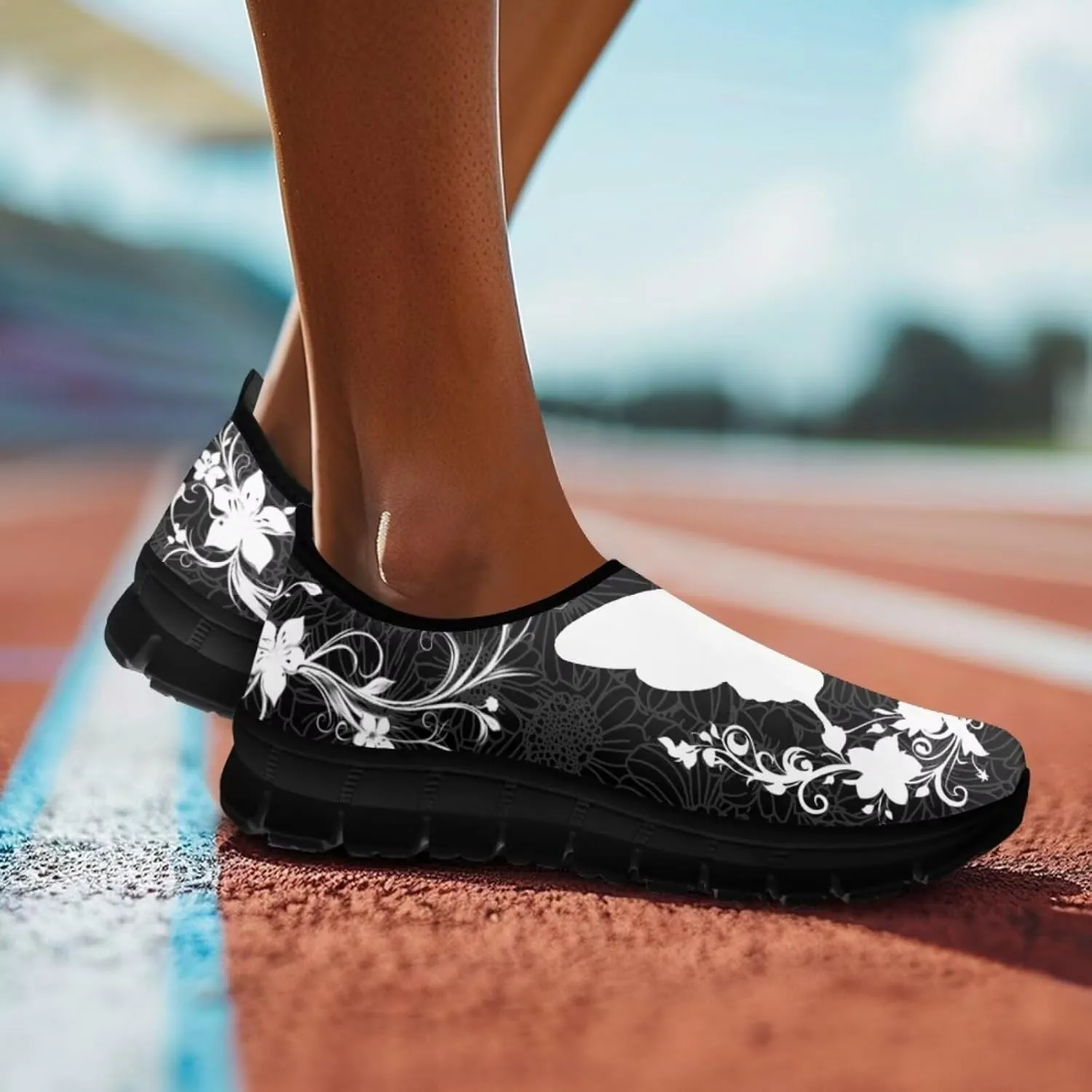 Animals Print Slip On Shoes for Women Low Cut Casual Lightweight Breathable Non Slip Mesh Shoes