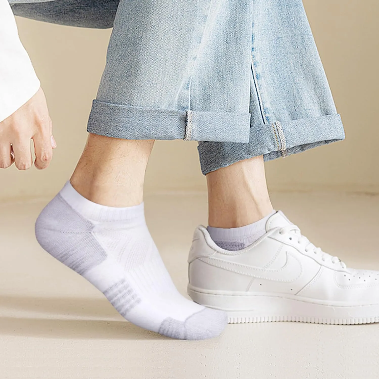 Ankle Socks For Men, Sweat Wicking Anti Odor Low Cut Cotton Cushioned Casual Everyday Gym Athletic Running Socks
