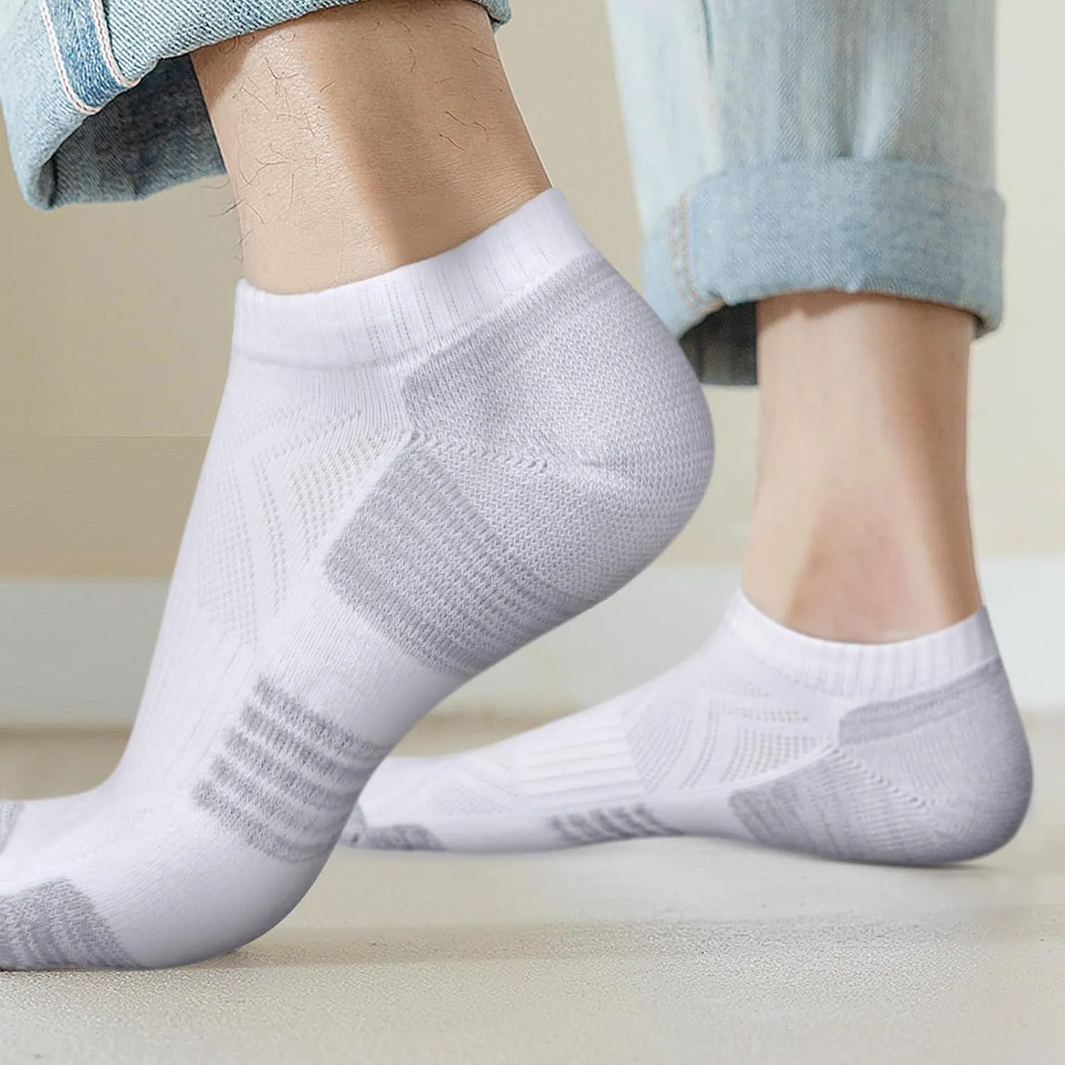 Ankle Socks For Men, Sweat Wicking Anti Odor Low Cut Cotton Cushioned Casual Everyday Gym Athletic Running Socks