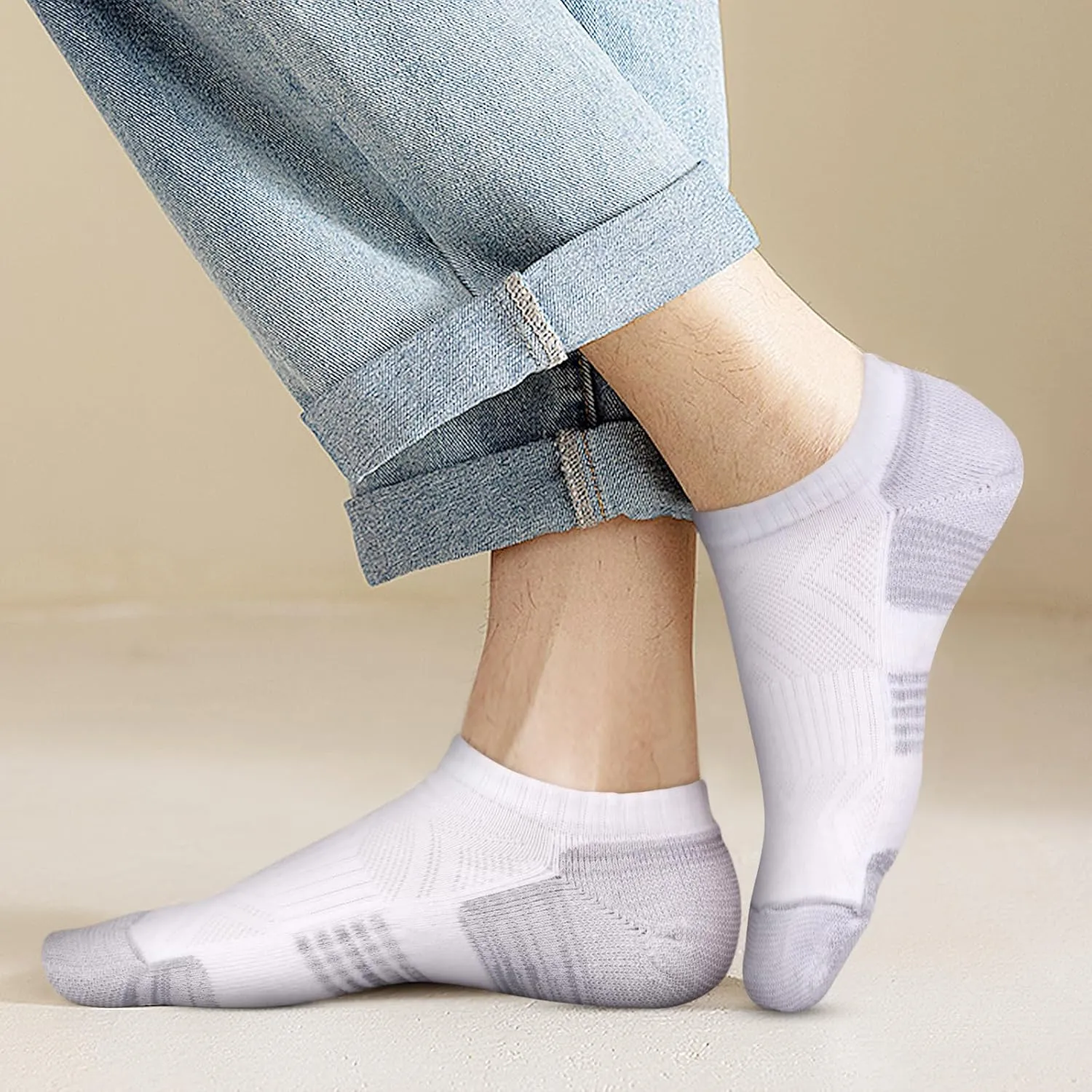 Ankle Socks For Men, Sweat Wicking Anti Odor Low Cut Cotton Cushioned Casual Everyday Gym Athletic Running Socks
