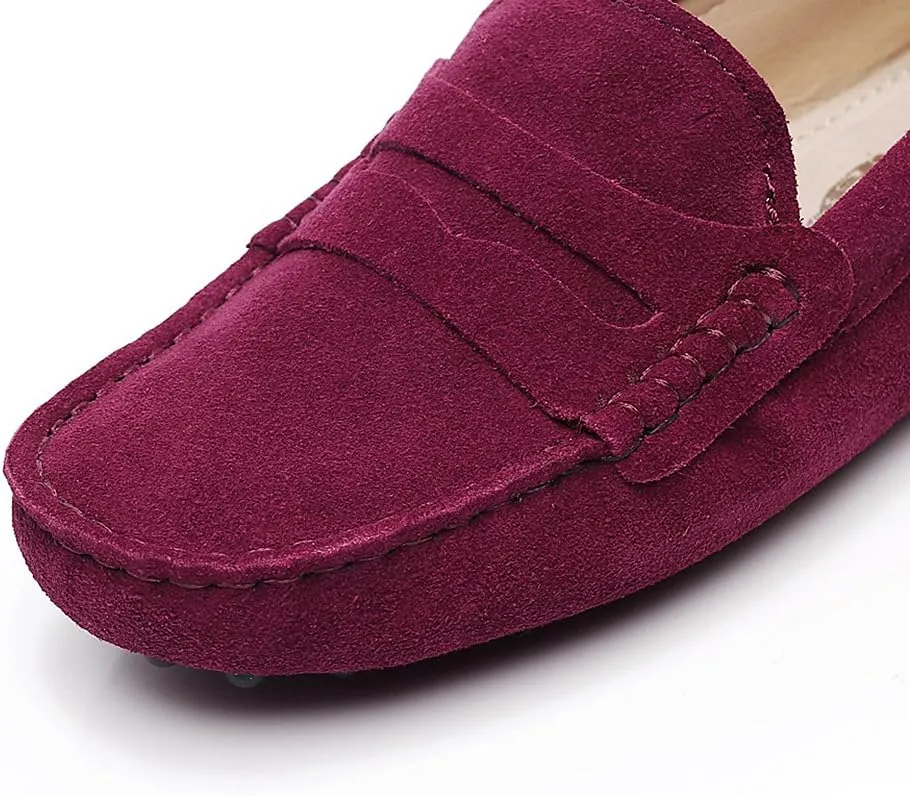 ANUFER Women's Classic Suede Penny Loafers Comfort Handmade Slipper Moccasins