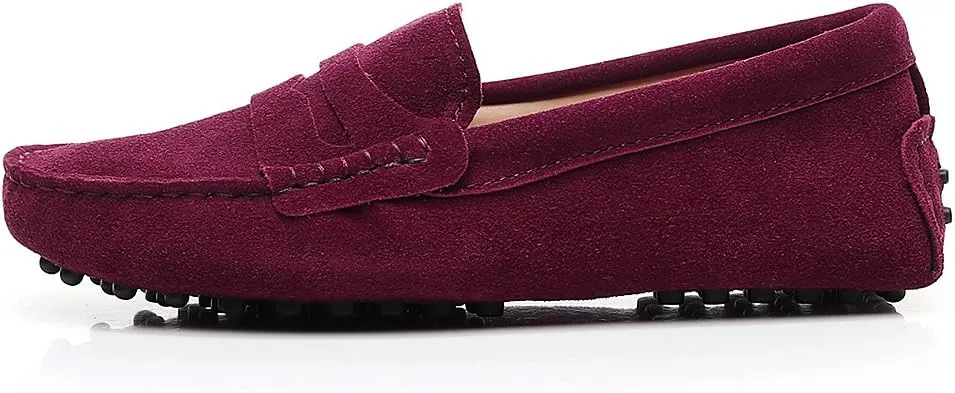 ANUFER Women's Classic Suede Penny Loafers Comfort Handmade Slipper Moccasins