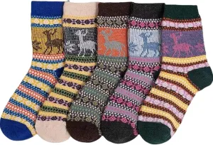 Aoxwomens Womens Cotton Crew Socks Thermal Heated Boot Slipper Midi Calf Sock,Cute Xmas Gift for Winter Snow Cold Weather