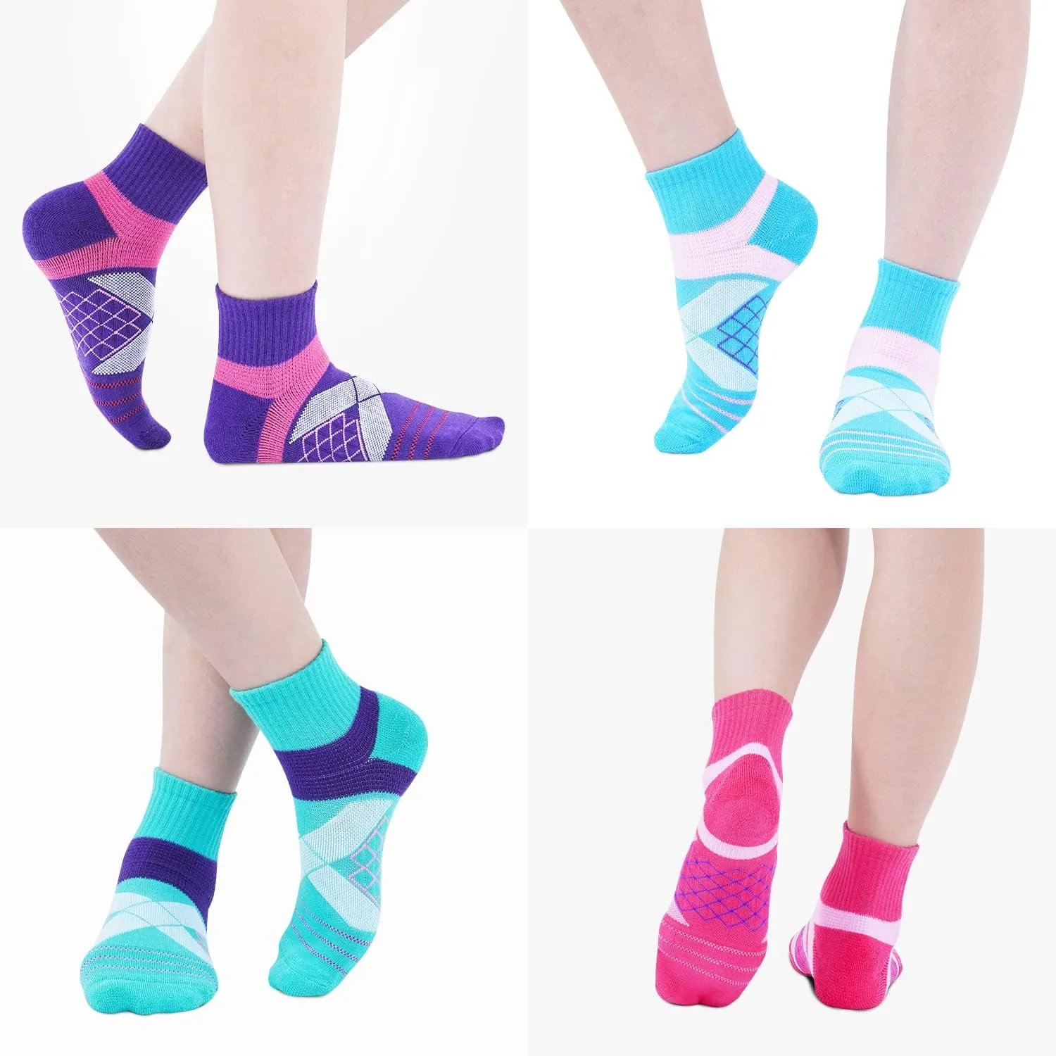 Arch Support Socks - Light Compression Cushioned 4-Pack for Men & Women