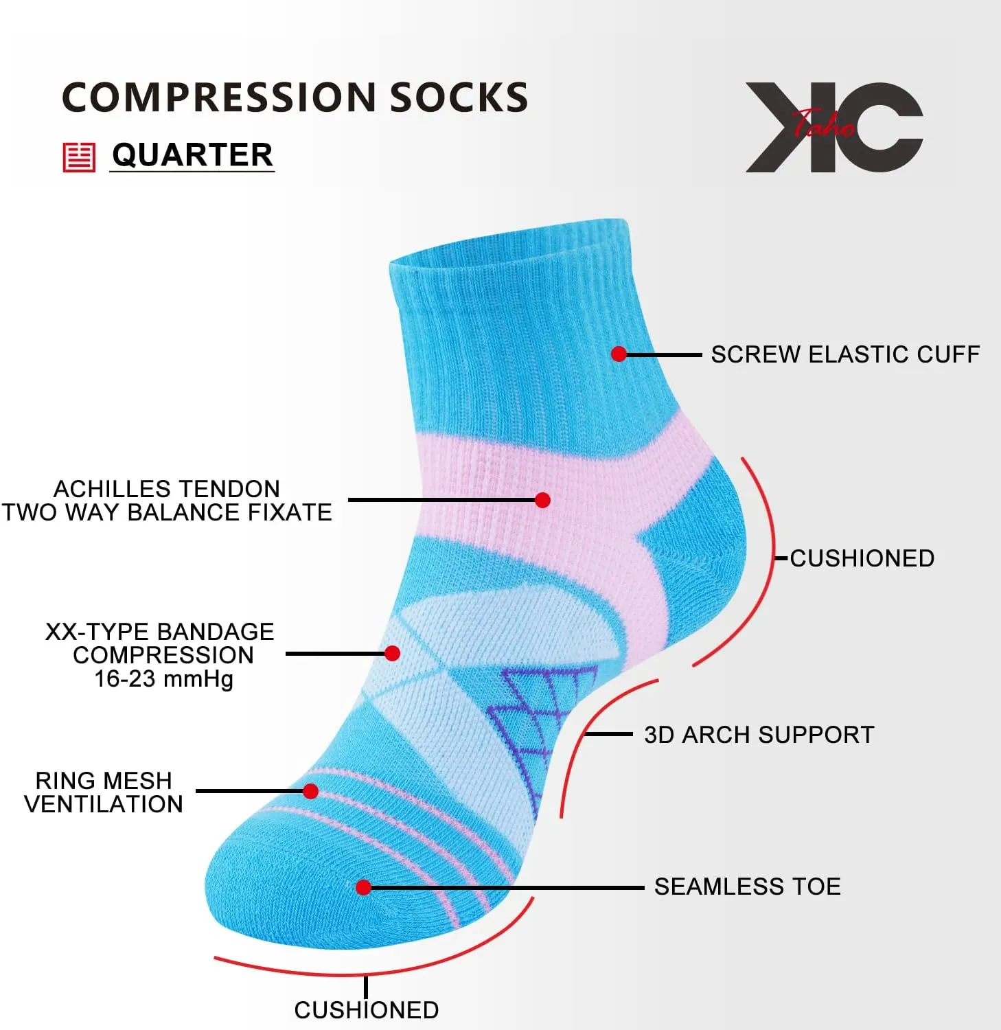 Arch Support Socks - Light Compression Cushioned 4-Pack for Men & Women