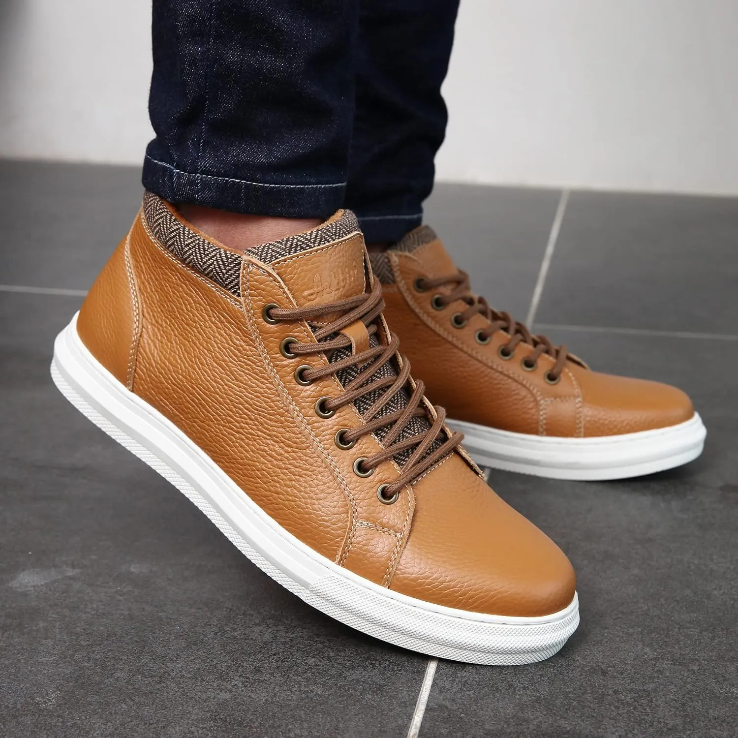 Arkbird Mens Leather Sneaker Fashion Classic Casual Chukka Ankle Boots for Men