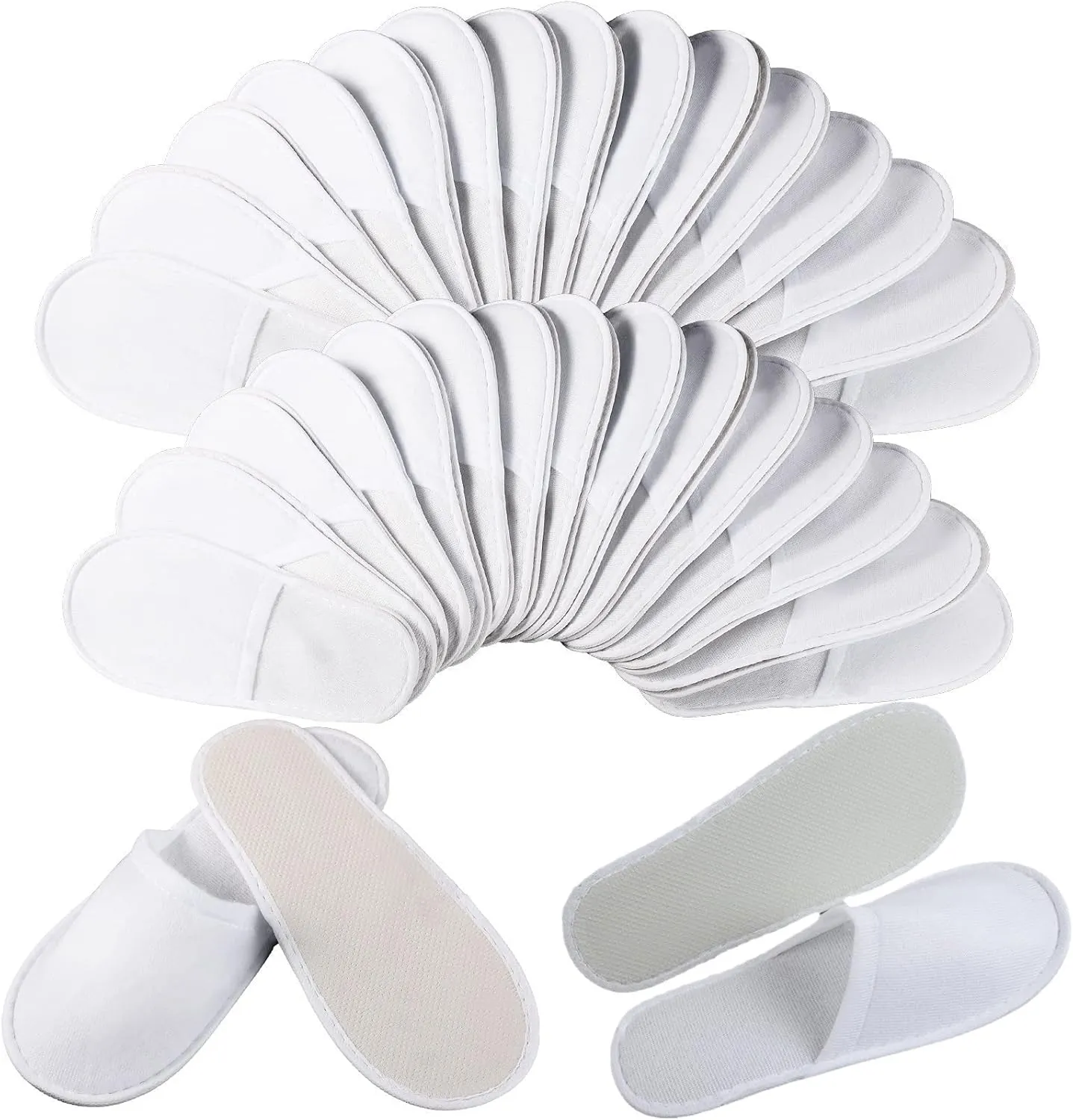 ASkinds 24 Pairs Spa Slippers, Disposable Slippers Unisex Disposable House Slippers for Hotel Home Guest Massage, White Closed Toe
