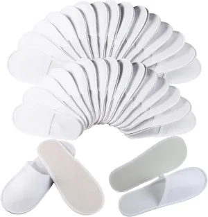 ASkinds 24 Pairs Spa Slippers, Disposable Slippers Unisex Disposable House Slippers for Hotel Home Guest Massage, White Closed Toe