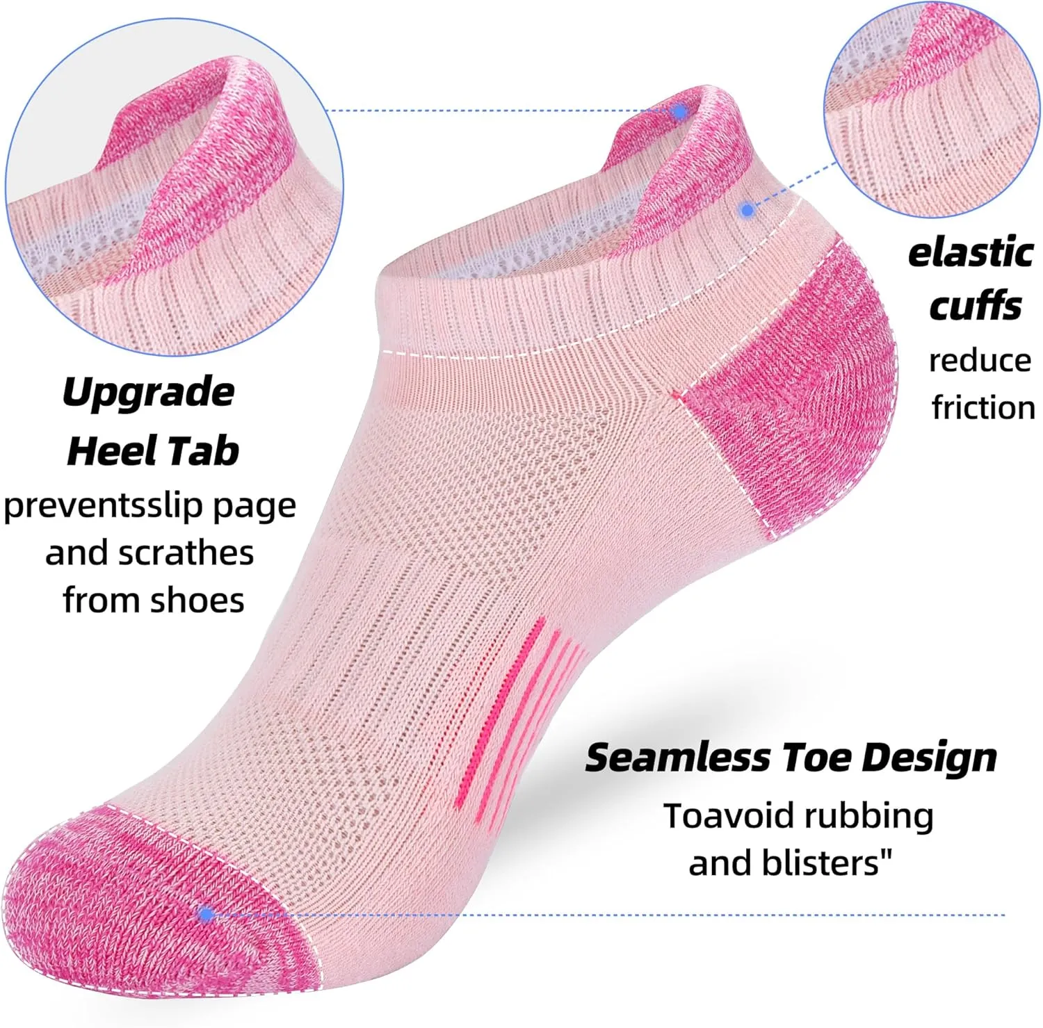 ATBITER 6Pairs Ankle Socks Womens Athletic Running No Show Cushioned Low Cut Tab Socks