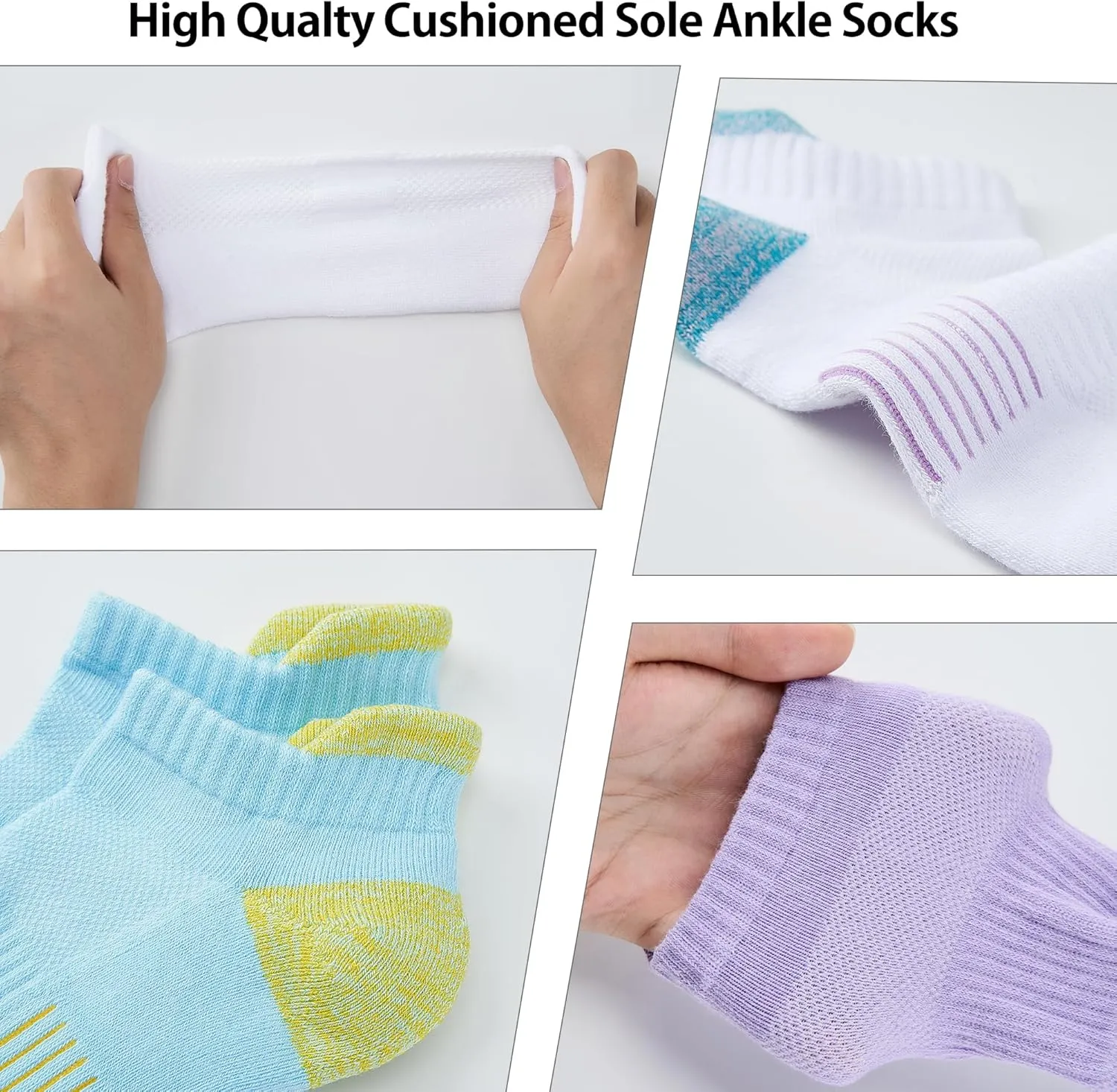 ATBITER 6Pairs Ankle Socks Womens Athletic Running No Show Cushioned Low Cut Tab Socks